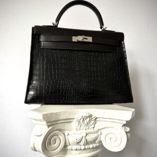 Leather "croc" Couvert in black